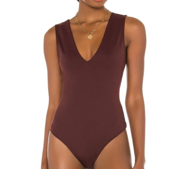 Free People Dark Red Keep It Sleek Bodysuit - Size Small - Picture 1 of 2